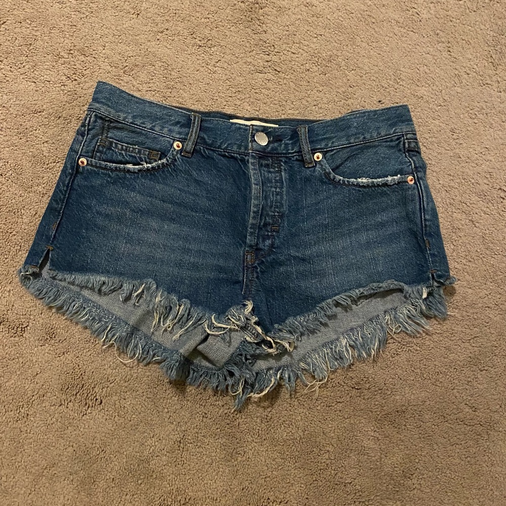 Denim Frayed Hem Women's Shorts